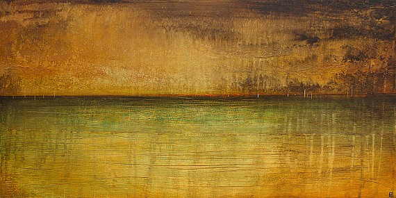 Urban shoreline by night